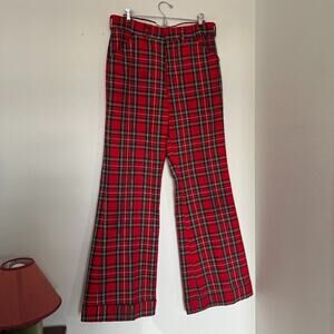Vintage 1970’s Levi’s Panatela Red Plaid Disco Flare Trousers